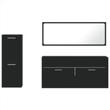 ZNTS 3 Piece Bathroom Furniture Set Black Engineered Wood 3308532
