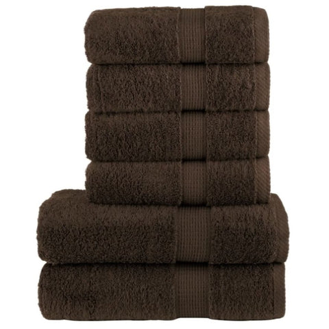 6 Piece Premium Towel Set SOLUND Brown 600 gsm 137557