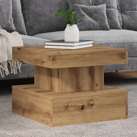 ZNTS Coffee Table with LED Lights Artisian Oak 50x50x40 cm 857713
