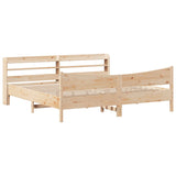 Bed Frame with Headboard 200x200 cm Solid Wood Pine 3307032