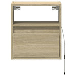 ZNTS Wall-mounted Bedside Cabinet with LED Lights Sonoma Oak 3307979