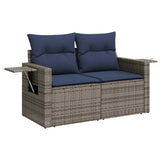 7 Piece Garden Sofa Set with Cushions Grey Poly Rattan 3326492