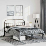 Metal Bed Frame without Mattress with Headboard Black 135x190cm 353634