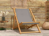 Beach Chair Light Grey Solid Teak Wood 42032664