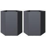 ZNTS Garden Planter 2 pcs Anthracite Hexagon 46x40x45 cm Steel 851113