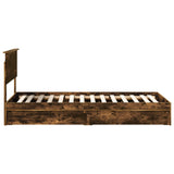 Storage Bed with Drawer Smoked Oak 90 x 190 cm Engineered Wood 3410844