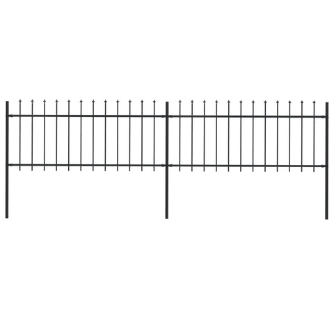 ZNTS Garden Fence with Spear Top Steel 3.4x0.8 m Black 277603