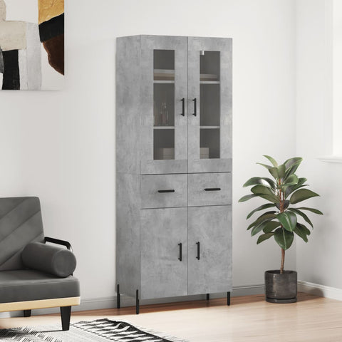 Highboard Concrete Grey 69.5x34x180 cm Engineered Wood 3198541