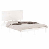Bed Frame White Solid pinewood Double Durable Bed Frame 3104804