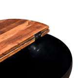245257 Coffee Table Set 2 Pieces Solid Reclaimed Wood Black Bowl Shape