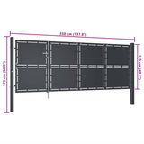 Garden Gate Steel 350x125 cm Anthracite 144537