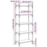 Bookcase 5-Tier Brown Oak 60x30x154 cm Engineered Wood 837661