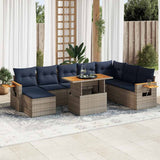 10 Piece Garden Sofa Set with Cushions Grey Poly Rattan Acacia 3327638