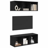 TV Cabinet Set 2 pcs Black Oak 37 x 37 x 107 cm Engineered Wood 3393574