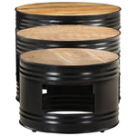 ZNTS Bar Tables Drum Shape 3 pcs Solid Rough Wood Mango 358933