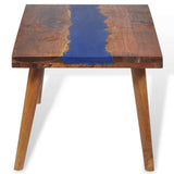 Coffee Table Brown and Blue Teak and Resin 100x50x40 cm 245067