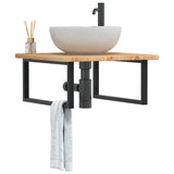 Basin Shelf Wall Mounted Steel and Solid Wood Oak 3302477
