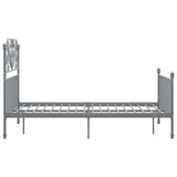 Grey Bed Frame Powder-coated metal Double Durable Bed Frame 324849