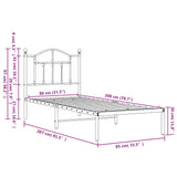 Metal Bed Frame without Mattress with Headboard Black 80x200cm 353430