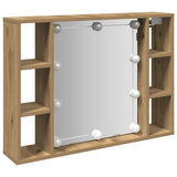 Mirror Cabinet with LED Artisan Oak 76x15x55 cm Engineered Wood 857002