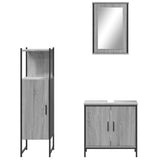 3 Piece Bathroom Furniture Set Grey Sonoma Engineered Wood 3214823