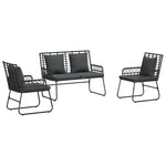 Garden Dining Set 3 pcs Black and Anthracite Poly rattan, steel 42010352
