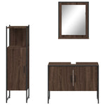 ZNTS 3 Piece Bathroom Cabinet Set Brown Oak Engineered Wood 3214353
