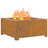 Fire Pit Brown 80 x 80 x 40 cm Weathering Steel 858965