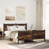 Metal Bed Frame without Mattress Smoked Oak 140x200 cm 3301352