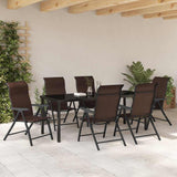 Garden Dining Set 7 pcs Brown Powder-Coated Steel 3379266
