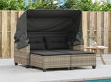 Garden Sofa Light grey PE rattan, powder-coated steel, polyester 365786