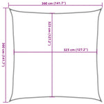 ZNTS Sun Shade Sail Light Grey 3.6x3.6 m 100% Polyester Oxford 4000402