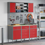 Work Cabinet with Drawer 7 pcs Red Engineered Wood and Steel 3321449