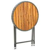 Tea Table Grey 60 cm Poly Rattan and Solid Acacia Wood 316510
