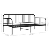 ZNTS Sofa Bed Frame without Mattress Black Metal 90x200 cm 324749