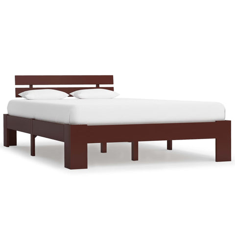 Bed Frame without Mattress Dark Brown Solid Pine Wood 120x200 cm 283174