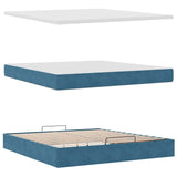 ZNTS Ottoman Bed with Mattresses Dark Blue 180x200cm Velvet 3313419