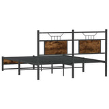 Bed Frame without Mattress Smoked Oak 140x190 cm Engineered Wood 4106908