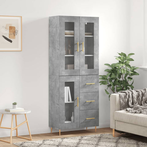 Highboard Concrete Grey 69.5x34x180 cm Engineered Wood 3198589