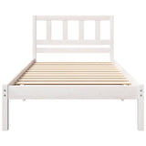 Bed Frame with Headboard White 75 x 190 cm Solid Pine Wood 872258