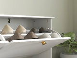 Narrow Shoe Storage Cabinet, Slim Shoe Cabinet with 4 Flip Drawers, Adjustable Shelves for 16 Pairs T3398P377998