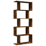 Room Divider Bookcase 5-Tier Smoked Oak 70x24x161 cm Engineered Wood 858097