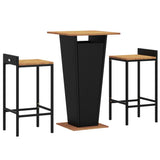 3 Piece Garden Bar Set Black Poly Rattan&Solid Wood Acacia 3187722