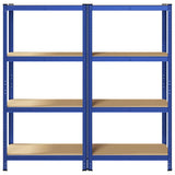 4-Layer Storage Shelves 2 pcs Blue Steel&Engineered Wood 4016935