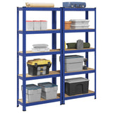 5-Layer Storage Shelves 2 pcs Blue Steel&Engineered Wood 3307586
