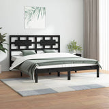 Bed Frame without Mattress Black 200x200 cm Solid Wood Pine 3107377