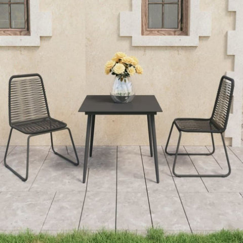 ZNTS 3 Piece Garden Dining Set PVC Rattan Black 3060112