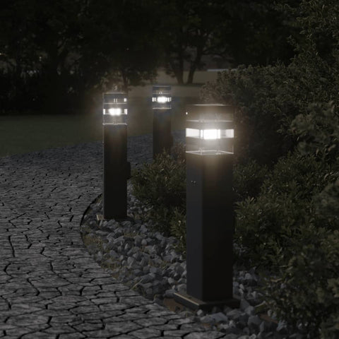 ZNTS Outdoor Floor Lamps with Outlet 3pcs Black 50 cm Aluminium 4006406