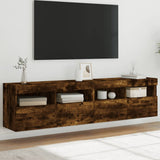 TV Wall Cabinets with LED Lights 2 pcs Smoked Oak 80x30x40 cm 837206