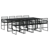 9 Piece Garden Dining Set Black Poly Rattan 3295050